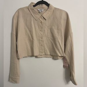 NWT CI Sono Los Angeles Khaki Long Sleeve Crop Top
